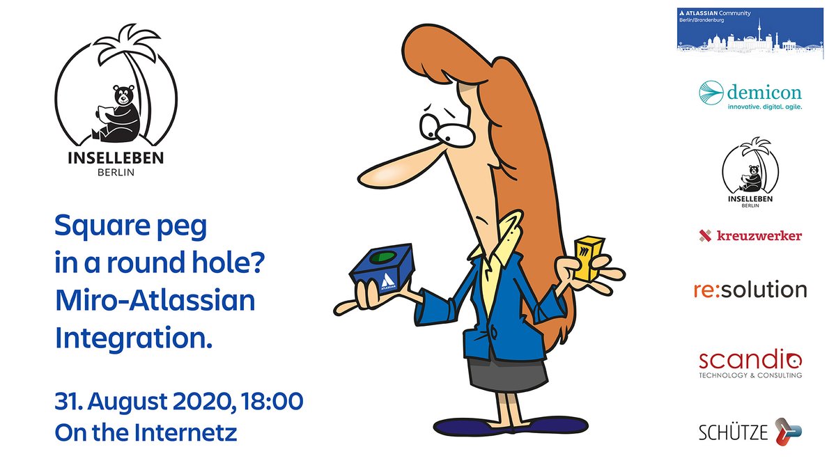 A new event! On August, 31st @Inselleben_B in our #MondayNightSpecial will give us a demo of use-cases for Miro-Atlassian integration and we will take part in an experiment to fight Zoom fatigue. Details and RSVP here: ow.ly/rpXx50ACShg