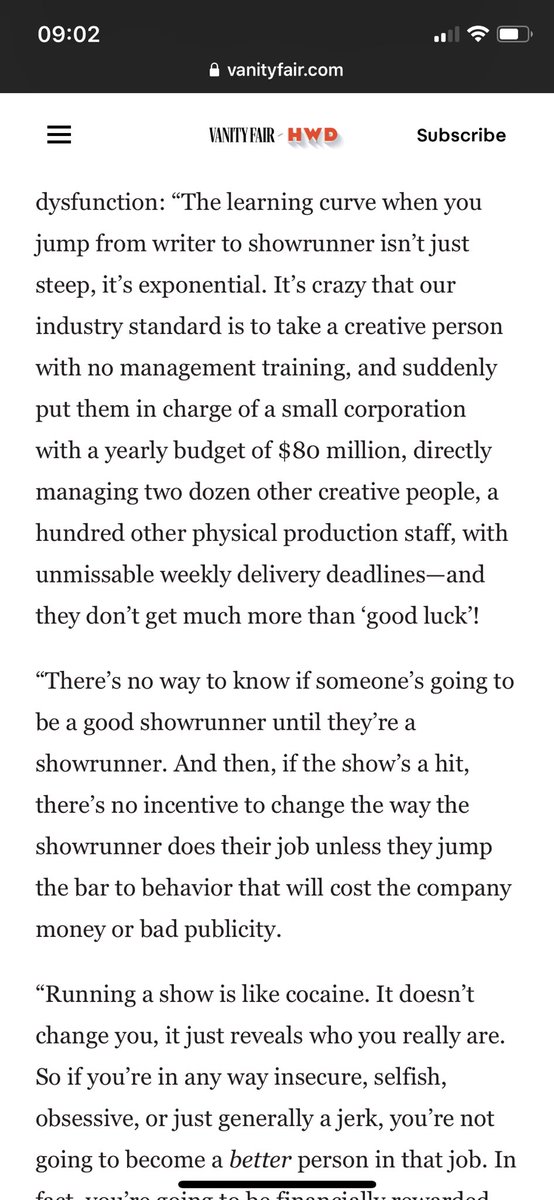 This resonates, particularly in a country where we don’t even have a showrunner model for newer writers to observe. Oftentimes the ‘showrunner’ is a newcomer, author, former standup comedian, or even the current commissioning editor.