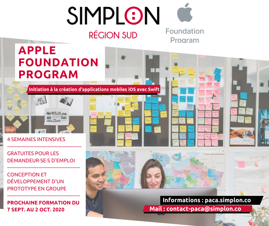SimplonPaca's tweet photo. Alors que la 5e session de l'#AppleFoundationProgram vient juste de commencer, les candidatures de la 6e session, qui débute en sept., sont déjà ouvertes !
Pour candidater > https://t.co/QL4EdQryad
#swift #iOS #prototypage #AppliMobile https://t.co/FgnfOBjcXm