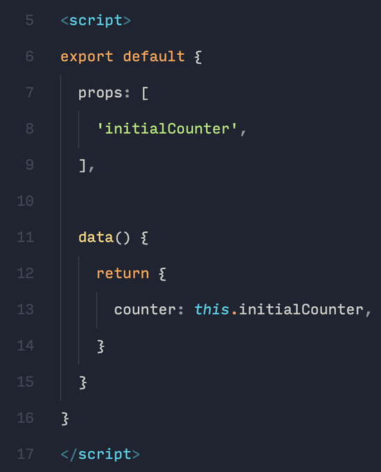 If you don't like the "double indentation" of Vue data(), you can use arrow functions