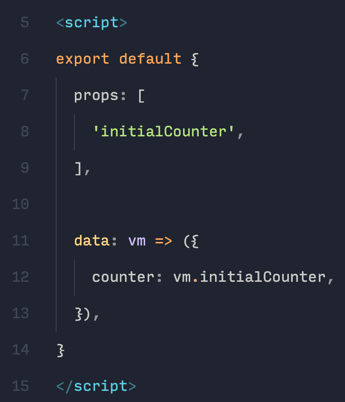 If you don't like the "double indentation" of Vue data(), you can use arrow functions