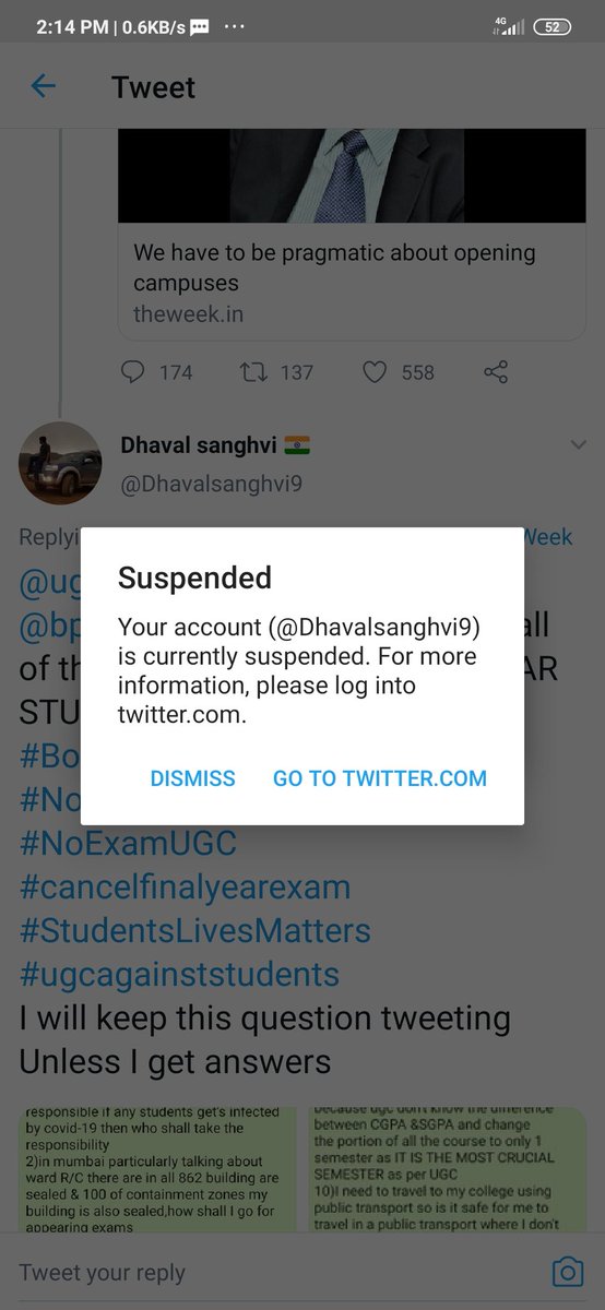 DhavalSanghvi13's tweet photo. Raise your voice AGAINST HITLER @DrRPNishank
@ugc_india @bpatwardhan and your account will get SUSPENDED
#WakeUpMHRD
#cancelfinalyearexam
#SayNoToUGCGuidlines
#NoExamUGC
#ugcgoback https://t.co/ILsDsOYkCf