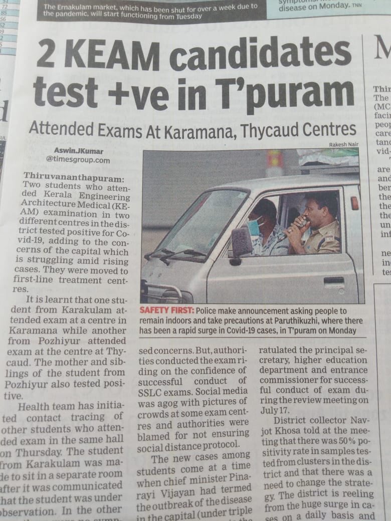 ShashiTharoor's tweet photo. Kerala is already paying the price for the Govt’s unwise decision, despite appeals from students &amp; this MP, to hold the #KEAM exams amid the lockdown. I urge ⁦@DrRPNishank⁩ &amp; UGC not to repeat this mistake elsewhere in the country. #PostponeExams! ⁦@nsui⁩ https://t.co/8tp5rxJepj
