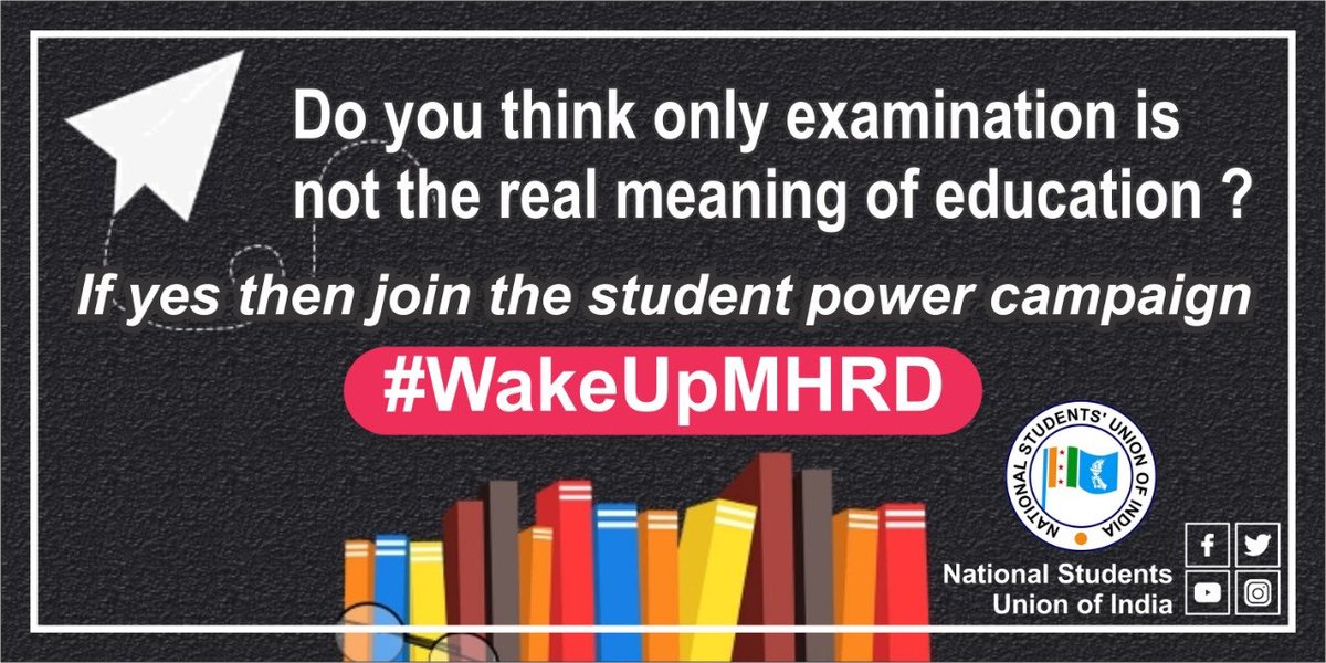 NSUIWestBengal's tweet photo. Education is more than just examinations. The fear of exams in already stressful times like these can make students lose interest in education or discontinue their studies resulting in an increase in dropouts. It can kill the spirit of learning. 

#WakeUpMHRD https://t.co/QzqMJwNfoy