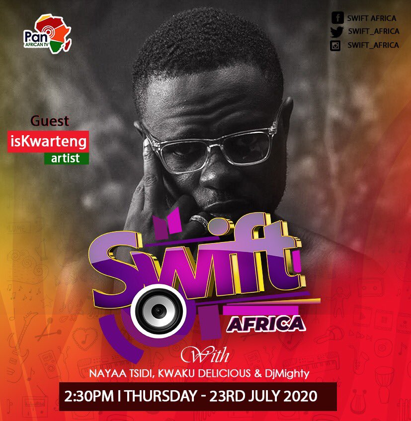 kwartenggonline's tweet photo. We will be live on Pan Africa TV this Thursday 14:30 GMT. Catch us live on @swift_africa https://t.co/RkOyq6hiSj