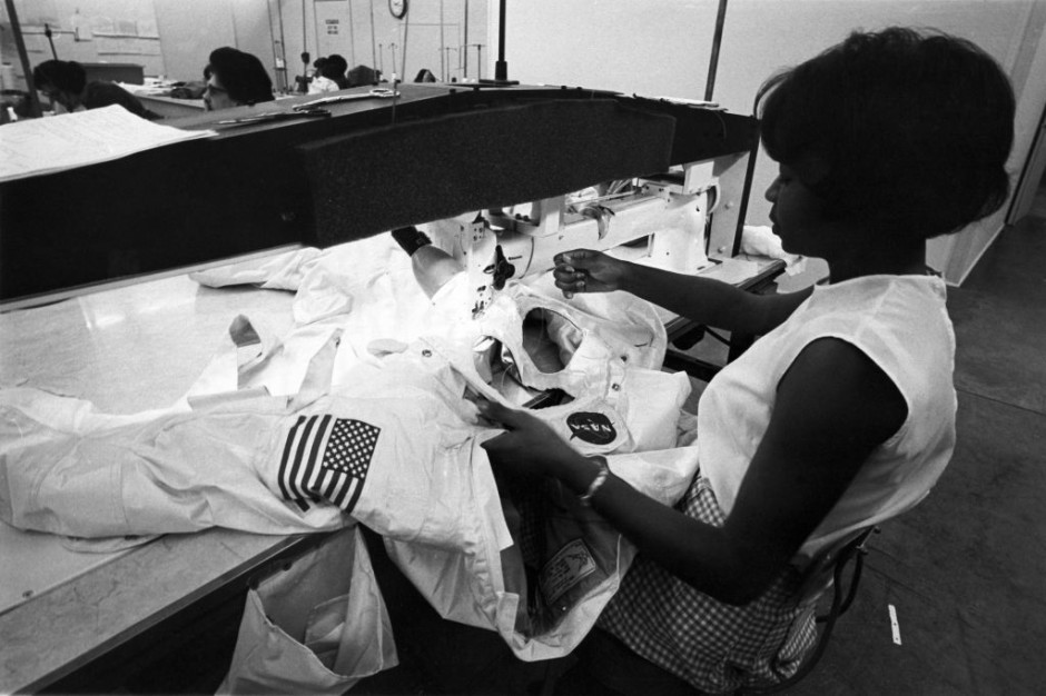 Working in a team of seamstresses, Hazel Fellows helped make the Apollo astronaut spacesuits. They worked for the International Latex Corporation who were more well known for making bras. They put the 21 layer suit together by hand and by normal sewing machine.  #HiddenFigures 