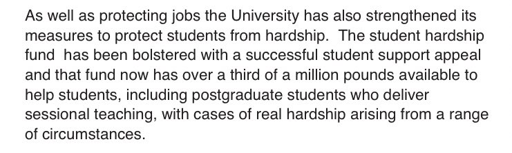 And while I’m at it, not all casualised staff are students, but ECRs trying to do good work, and attempting to get paid for it. Suggesting that your workers go to a hardship fund is not the feel good story that you think it is,  @warwickuni