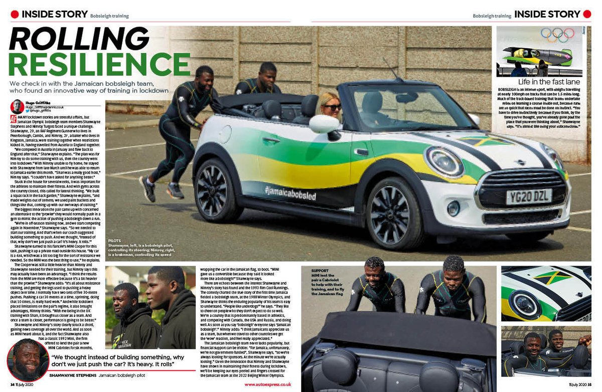 In this week’s issue we find out how the Jamaican bobsleigh team have been keeping active courtesy of a MINI…