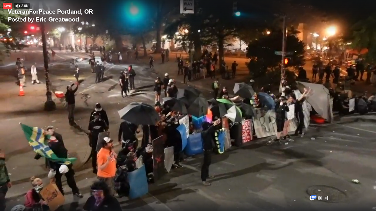 OWS_ellie's tweet photo. The reason for the huge crowds reported as the citizens wanting the Feds out of their city &amp; state. #FedsGetOut https://t.co/8mvfaDJRPH
