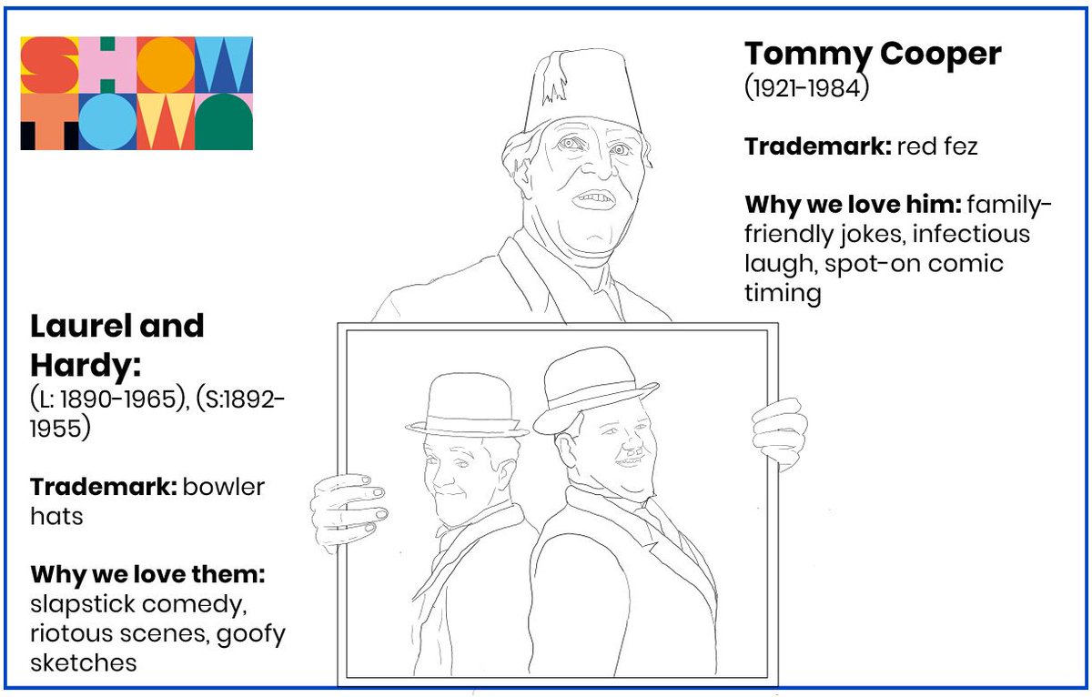 ShowtownBPL's tweet photo. This week we have been thinking about some of our favourite comedians and the people who have inspired or influenced them.
So get involved and have some fun by colouring in these famous faces, and telling us who inspires you!
#ShowtownBlackpool #LaughterWeek https://t.co/Ep0P5m2sbM