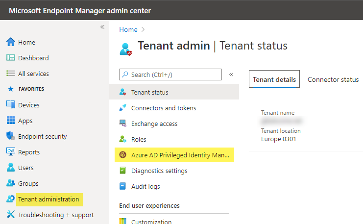okieselb's tweet photo. Oh nice, look at the #AzureAD #PIM integration under Tenant Administration into #MSIntune, makes day-by-day operations a lot easier for #MEM admins, not forced to leave the MEM admin portal anymore for PIM👍👌 #MSEndpointManager #MEMpowered #Microsoft https://t.co/w8mkGcpiAK