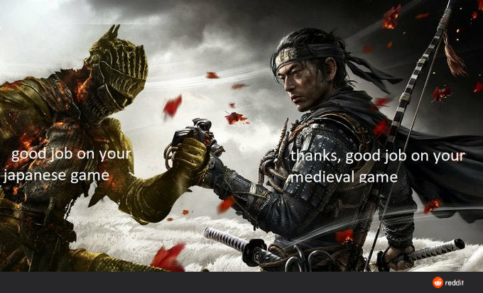 MLGPodcast's tweet photo. I think we can all appreciate this. 😂

#darksouls #ghostoftsushima #appreciateoneanother https://t.co/bI4JFDJ7SS