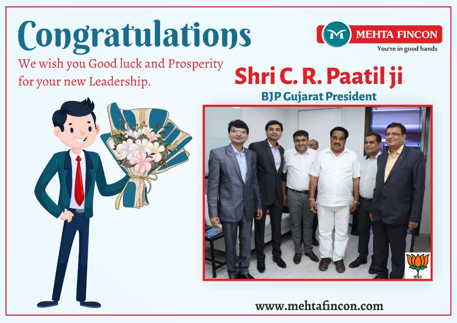 MrKrunalMehta's tweet photo. We wish Shri @CRPaatil ji Good luck and Prosperity for his new Leadership.
@MrKeyurMehta @kinjal2603 @MehtaFincon
#MehtaFincon #CRPaatil #BJPGovt #GujaratPresident https://t.co/SyZE2mbxrI