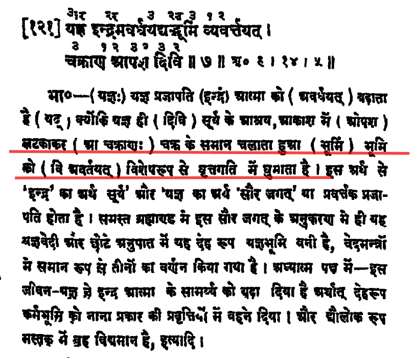 Atharva Veda 12.1.18 (pic 1 )Atharva Veda 12.1.37 (pic 2 )Samveda 1.2.1.7 (pic 3 )says that Earth is situated in space and is rotatingCont...