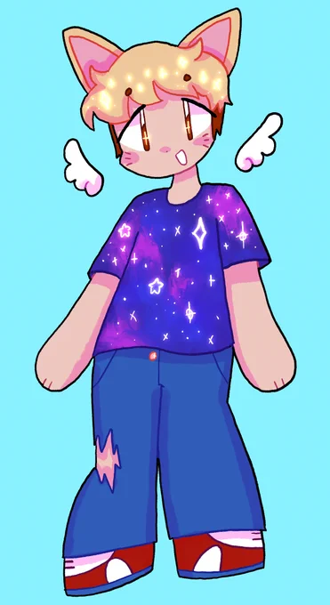 actually lets play a game called "guess this character's kinnies!" we're starting with benny nebula (first art piece by my friend squidparty on toyhouse!!) 