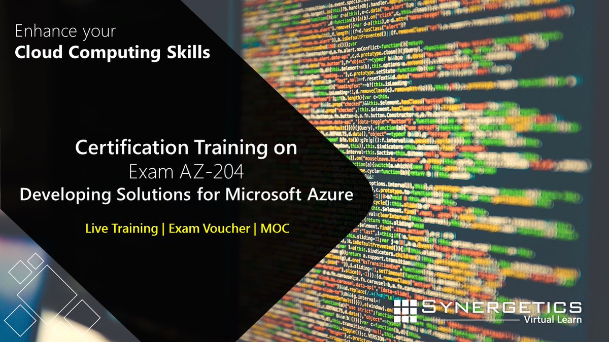synergetics1's tweet photo. Monitor, troubleshoot, and optimize Azure solutions by completing AZ- 204 Microsoft Certification
#synergeticslearning #az204 #az204exam #microsoftcertification #azurecertification #microsoftazure
Learn more: https://t.co/B1giapKGZg https://t.co/iysadU9Hcn