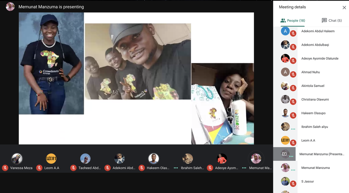 AlphaSumareh's tweet photo. Awesome Presentation @zaarab001 ! 
First Google Crowdsource challenge and I am ready for a great contribution and team victory. REDTeam 💪🏾

#20DaysofCrowdsouce 

#GoogleCrowdsource #GoogleCrowdsourceNigeria #GoogleCrowdsourceIlorin https://t.co/E55Utllqns