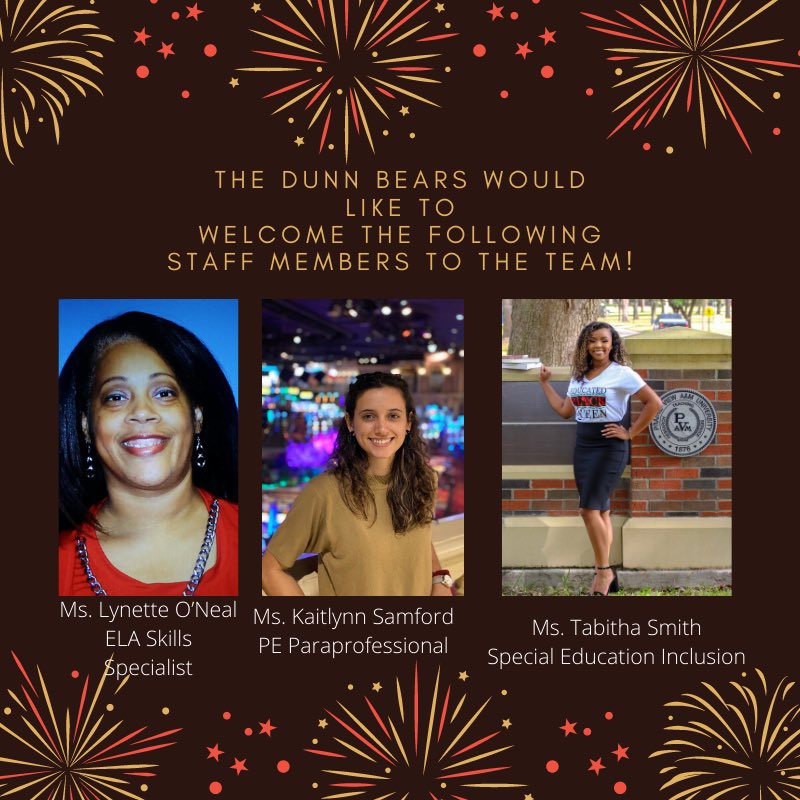 DunnES_AISD's tweet photo. Sending a warm Dunn Bear welcome to these three ladies who will be joining the Dunn team! They are ready and #committedtoexcellence! #dunnbears @TCarinP @TraylorKappelle @WynneLaToya @OnealLynette https://t.co/eSWMAMk56A