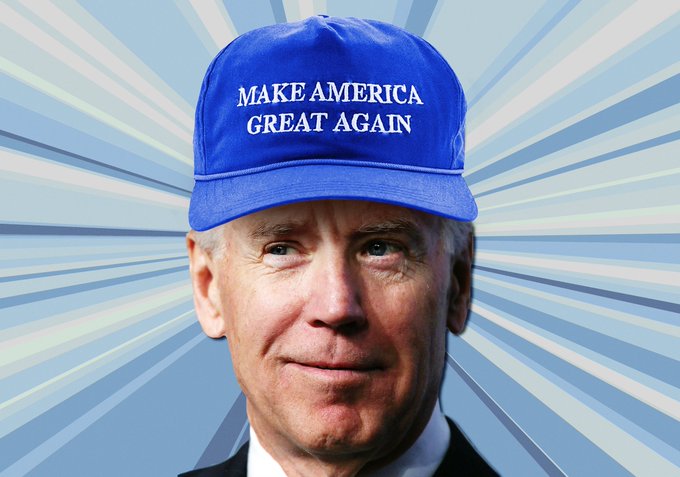 starboardblown's tweet photo. Here's Biden's support of Trump!!! Whatever the color; Red, White, or Blue hat."Great Again, w/a Trump Win!!!" https://t.co/jcvAX3JTQN