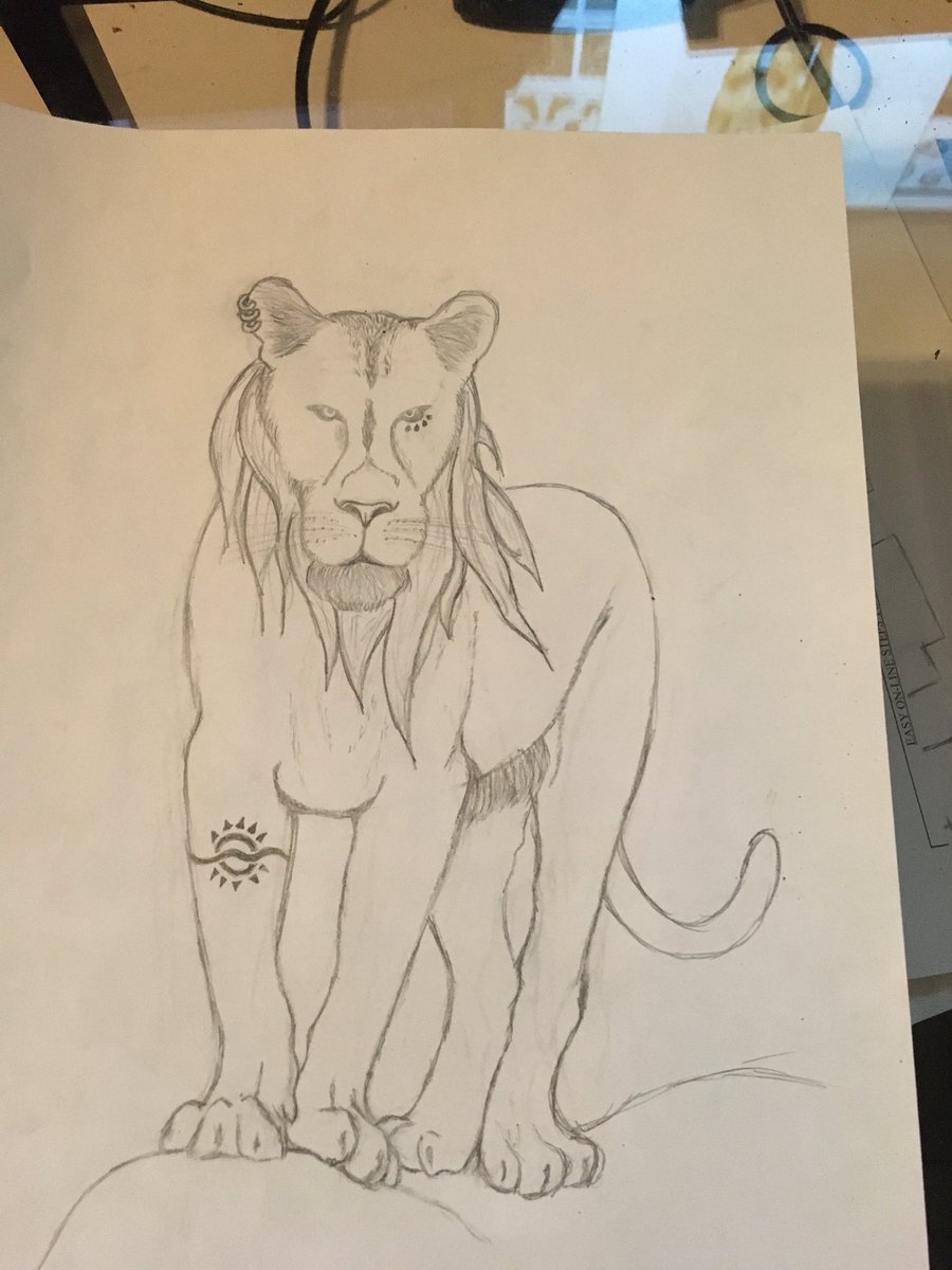 kasielester's tweet photo. My latest lol I love Lions :D and D&amp;D so I created an OC meet Nuulah the shape changer in her lion form she also has other big cat forms and ima draw them all :D https://t.co/T3Yya4lkmW
