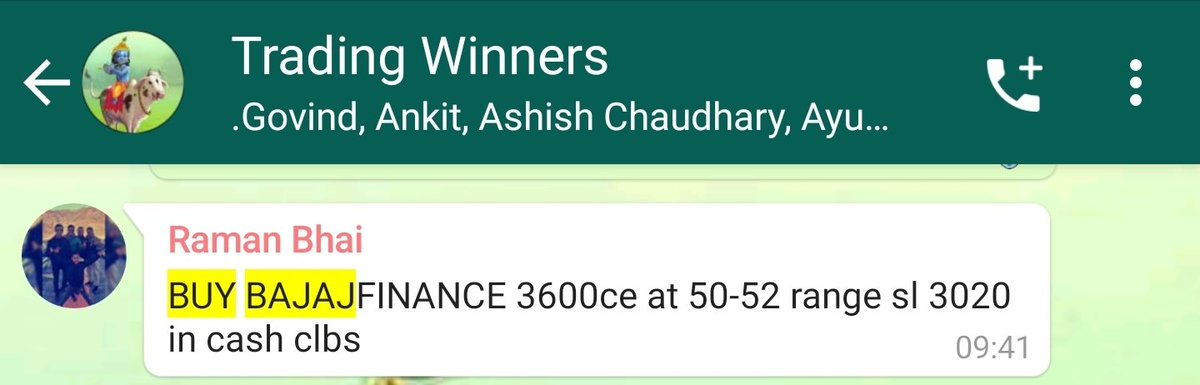 A8_krunal's tweet photo. Bought at bajaj finance 3600ce 50-52
booked full profit 107
We trade with double 🤑🤑🤑🤑🤑
#Bajajfinance
#tradingwinner #marketwinners https://t.co/xRiyHxwOzJ