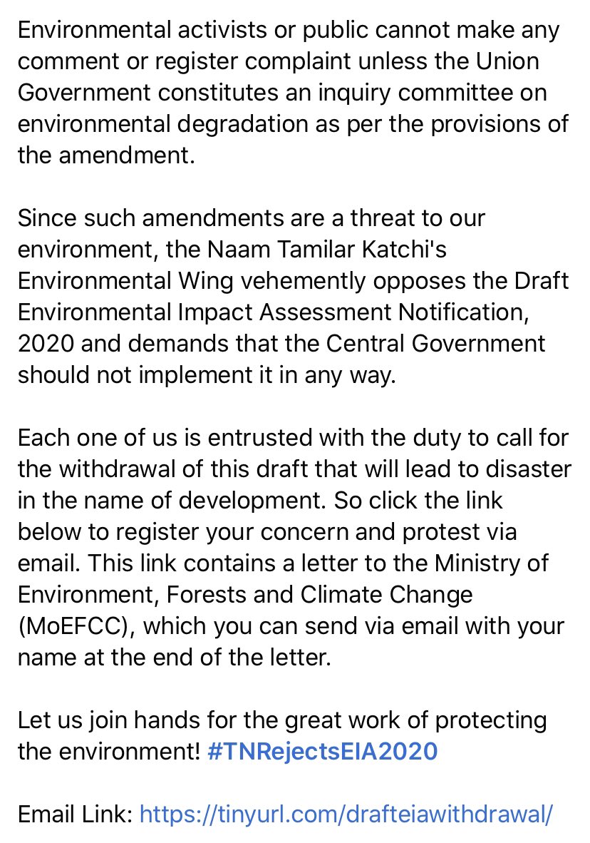 Venkate04196108's tweet photo. #TNRejectsEIA2020 #EnvironmentalWing_NTK 

Email Link: https://t.co/kWlcsqkR0U 
#WithdrawEIA2020 https://t.co/ysS021gP1r