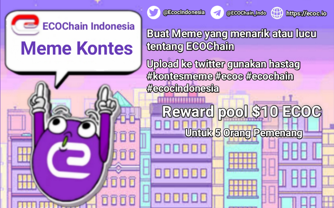 EcocIndonesia's tweet photo. Halo Komunitas ECOChain Indonesia
Kali ini kita mau ngadain event nih yaitu kontes meme tentang ECOChain

Rewardnya $10 ECOC untuk 5 orang pemenang 🥳

Ayo ikutan ! Jangan lupa gunakan hastagnya iya.

@cctip_io airdrop 1 USDT 200 #ECOChain https://t.co/yKa6cH2l8C