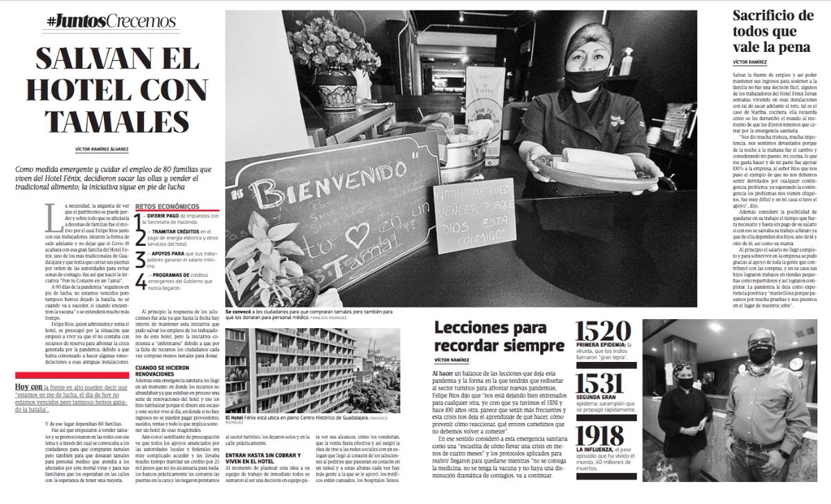 HotelFenixMX's tweet photo. No hay palabras para agradecer la ayuda que recibimos de muchos medios locales y nacionales, como @ElOccidental que hoy publicó un reportaje acerca de los retos y avances de nuestro proyecto. https://t.co/JC4SREdDVM