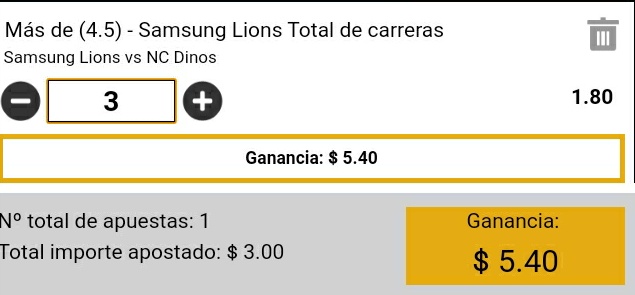 Stake 3% a over 4.5 Lions