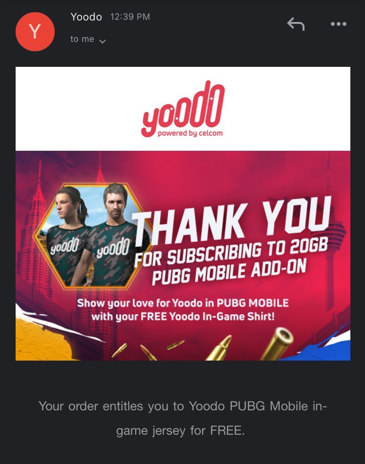 Jersi PUBG dari yood pun i dapat 