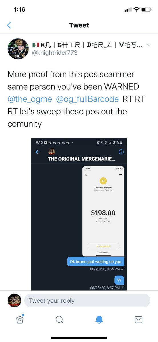 the_ogme's tweet photo. @knightrider773 So boot said it wasn’t him but he just so happens to know the guy who wanted my account he’ll and they share the same name lol https://t.co/IC8ib74SnS
