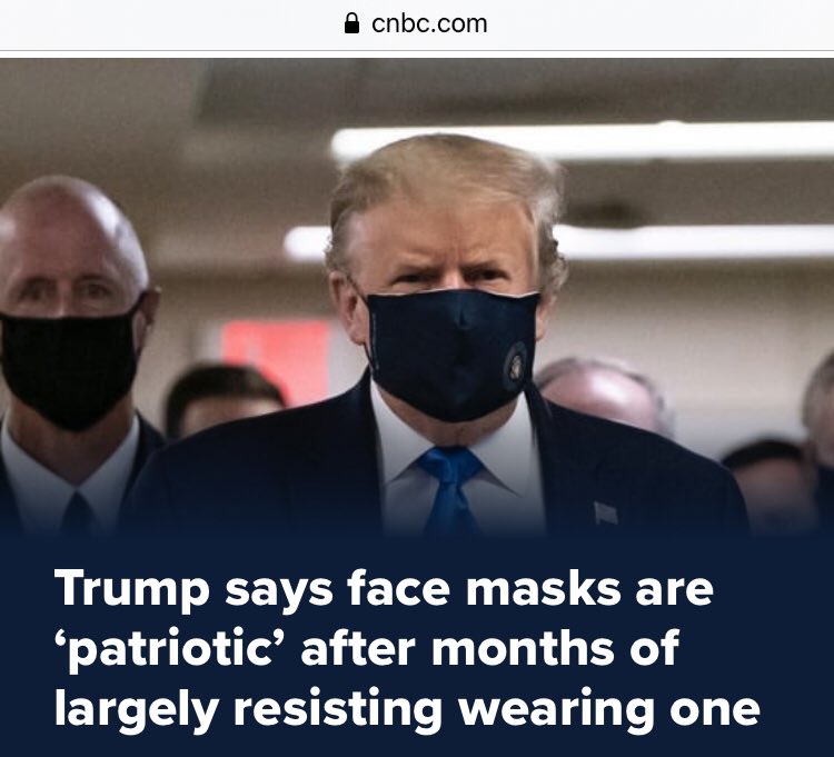 This is now leading CNBC.Trump tweeted “many people say that it is patriatic.” He did not say yet that this is his stance.The headline shows how Trump folds for narratives. Too many people in the WH can’t withstand tweets from Dem Super PACs (media).