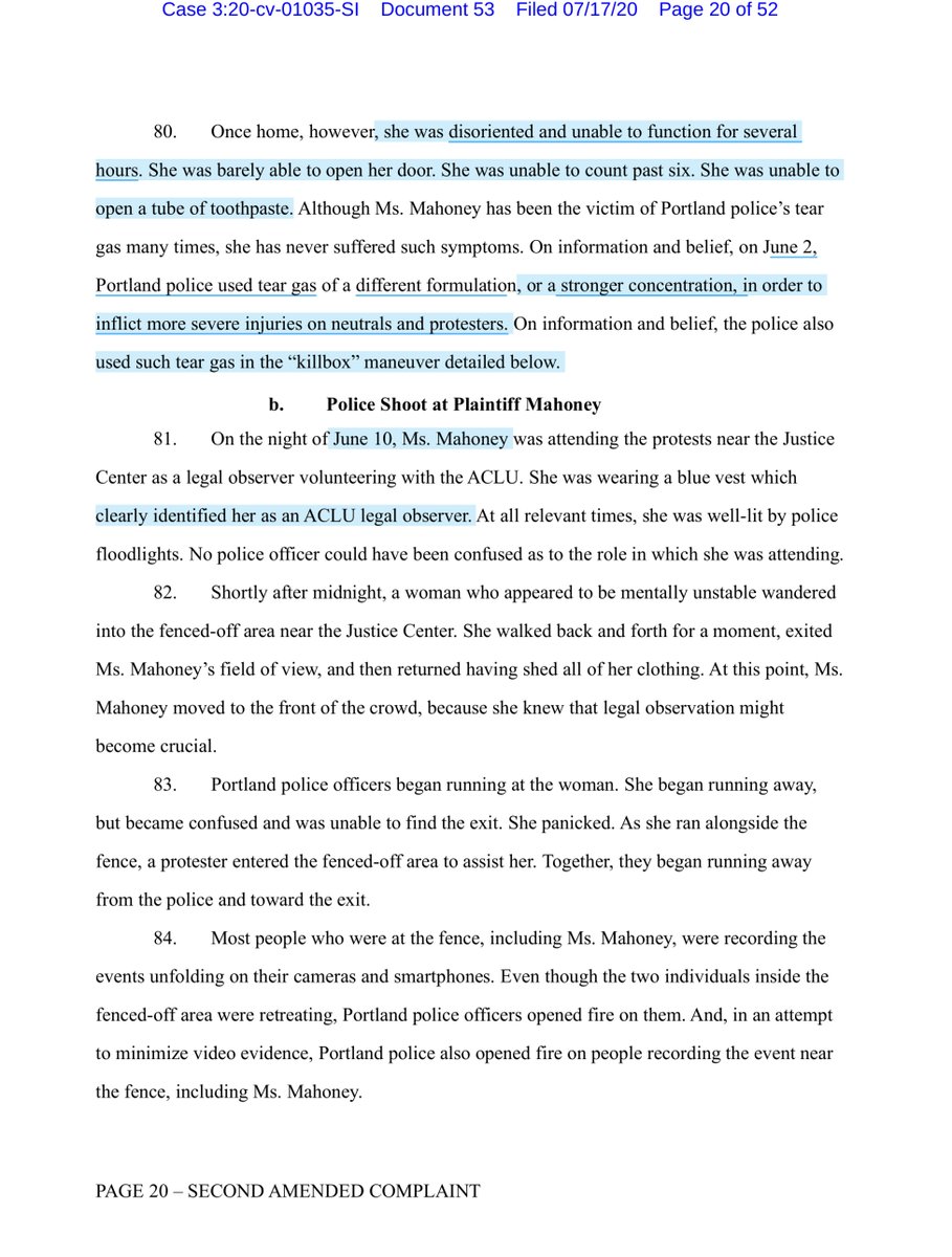 You should read paragraphs 75 thru 80 in the 2nd Amended complaintJune 2, 2020 a Legal Observer Ms Maloney & “change in gas” ht  @ptothed1 for brining a thread to my attention I saw the canisters & I remember this section of the 2nd Amended Complaint https://twitter.com/File411/status/1285312720955473927?s=20