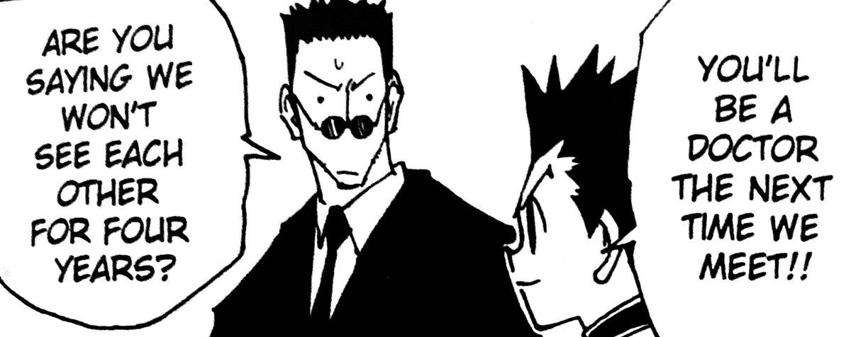 this panel is supreme. the way he says this with such confidence. leorio’s face. i love them