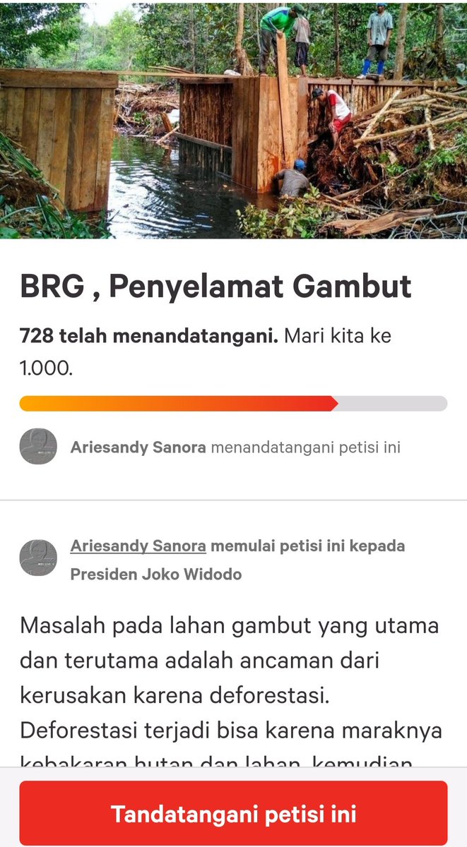 WendrikaW's tweet photo. #LanjutkanRestorasiGambut 
Dukung : https://t.co/lMOrkxnv0q
BRG adalah langkah baik negara dalam pembuktian komitmen pengendalian perubahan iklim global. Bagaimana komitmen negara untuk dokumen NDC sebagai produk dari Paris Agreement ? 
Menghentikan langkah BRG = KEMUNDURAN. https://t.co/3TpKSOKMgp