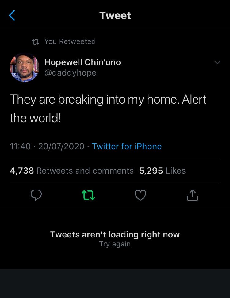 Breaking:  We fear for the life of Zimbabwean journalist Hopewell Chin'ono who was abducted from his home by state agents yesterday. His twitter account was deleted.
Your retweet could help save his life! 

#FreeHopewellNow 

 <a href="/englishpen/">English PEN</a> <a href="/AmnestyEARO/">Amnesty Eastern Africa</a> <a href="/amnesty/">Amnesty International</a> <a href="/hrw/">Human Rights Watch</a>