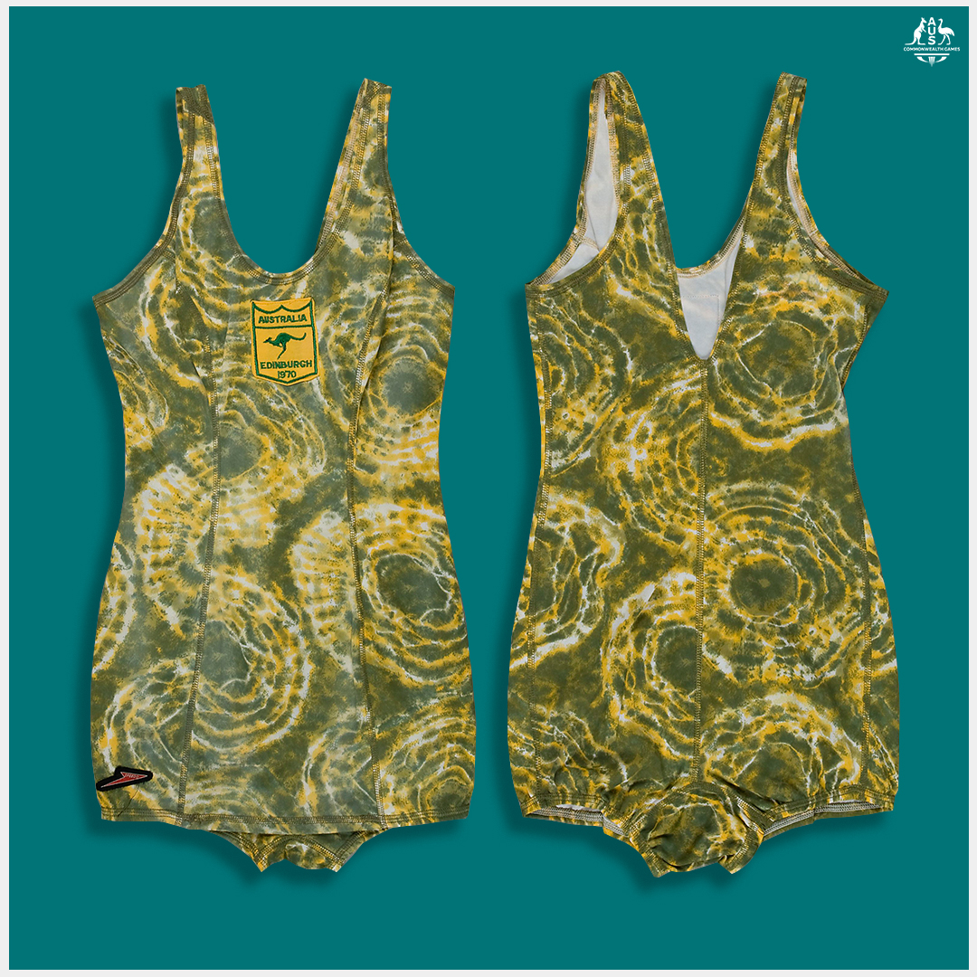 CommGamesAUS's tweet photo. Our @SwimmingAUS @DolphinsAUS team dominated the pool at #Edinburgh1970 in Scotland and they looked good doing it sporting the latest design from @speedo 🇦🇺💚💛

Might have to bring the look back for @birminghamcg22 😁🤙

#CommonwealthGamesHistory #Speedo https://t.co/haOqAiyfy0