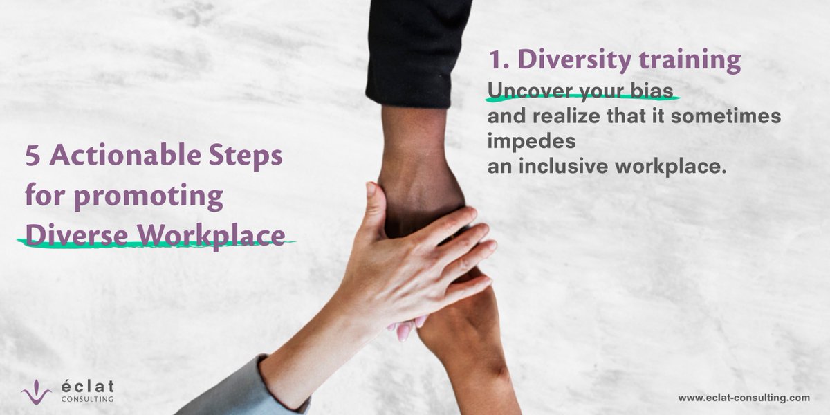 eclatConsulting's tweet photo. Here are 5 actionable steps to promote diversity in your workplace.
Want to learn more about us?
Please visit https://t.co/AMgXwpXdN1
Designed by https://t.co/z3vB2WVFo3 on https://t.co/oGxceQGAeX
#management #consulting #enablingtransformation #diversity #workplace #company https://t.co/lNLMCTTI4R