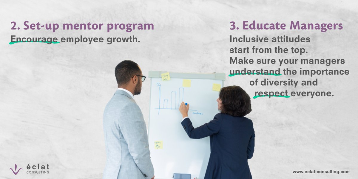 eclatConsulting's tweet photo. Here are 5 actionable steps to promote diversity in your workplace.
Want to learn more about us?
Please visit https://t.co/AMgXwpXdN1
Designed by https://t.co/z3vB2WVFo3 on https://t.co/oGxceQGAeX
#management #consulting #enablingtransformation #diversity #workplace #company https://t.co/lNLMCTTI4R