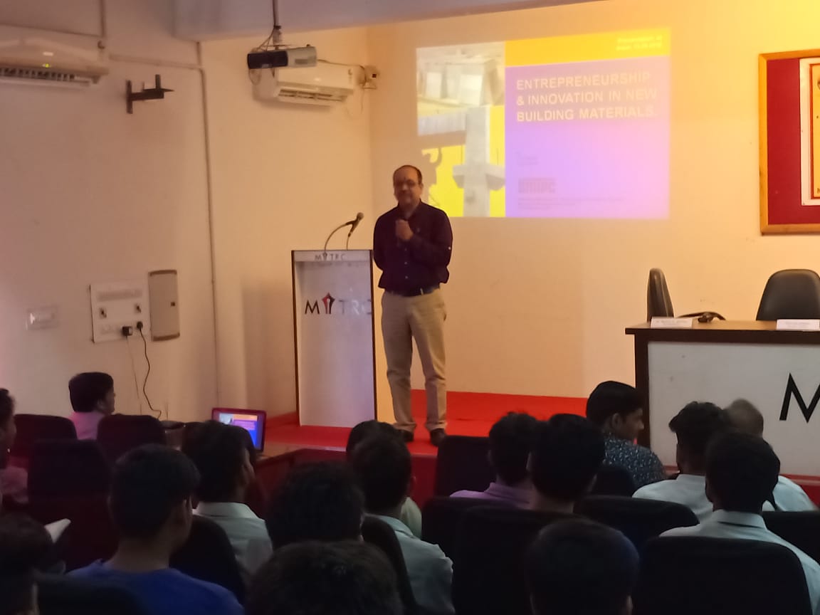 Mitrccivil's tweet photo. Guest lecture was planned by department of civil engineering under TEQIP Programme for which Mr. D P Singh was invited as a guest lecturer. Mr. Singh presented this lecture on the topic " Entrepreneurship and Innovation in New Building Materials". https://t.co/ax0J4tYNu7