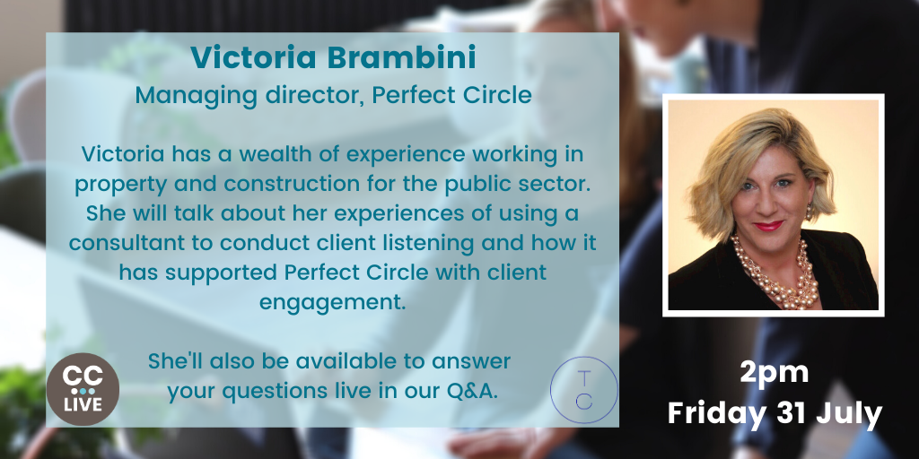 We are very excited to announce that the managing director of @Perfect_Circle_ , Victoria Brambini will be joining our next #CCLive webisode, sponsored by @ThissenConsult1 to discuss client engagement consultancy!

📆  31 July
⏰  2pm
✅  Sign up here: bit.ly/31ToItC