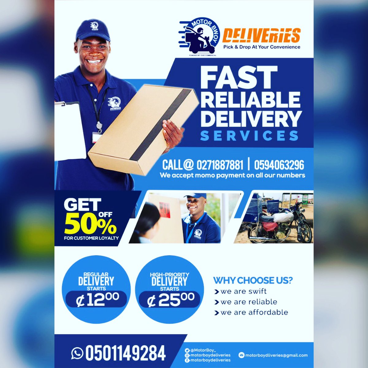 HighSpririt's tweet photo. Get All Deliveries Get Done By @MotorBwoy At An Affordable Rates

  Go in for the best 👌

  Contact Them on: 027 188 7881 or 020 114 9284 

#ShattaTuesdayMarket
#FastReliableDelivery
#ChooseMMA https://t.co/ctsHSku9dp
