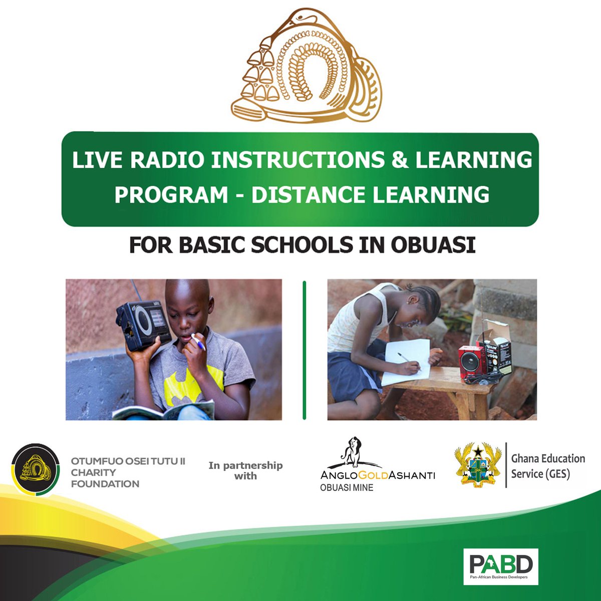 Otumfuofdn's tweet photo. Study on Live radio whilst at home as schools remain closed. Students will receive textbooks and workbooks to follow live instructions on radio.
#SupportBasicEducation https://t.co/M4sKUF9Eq0