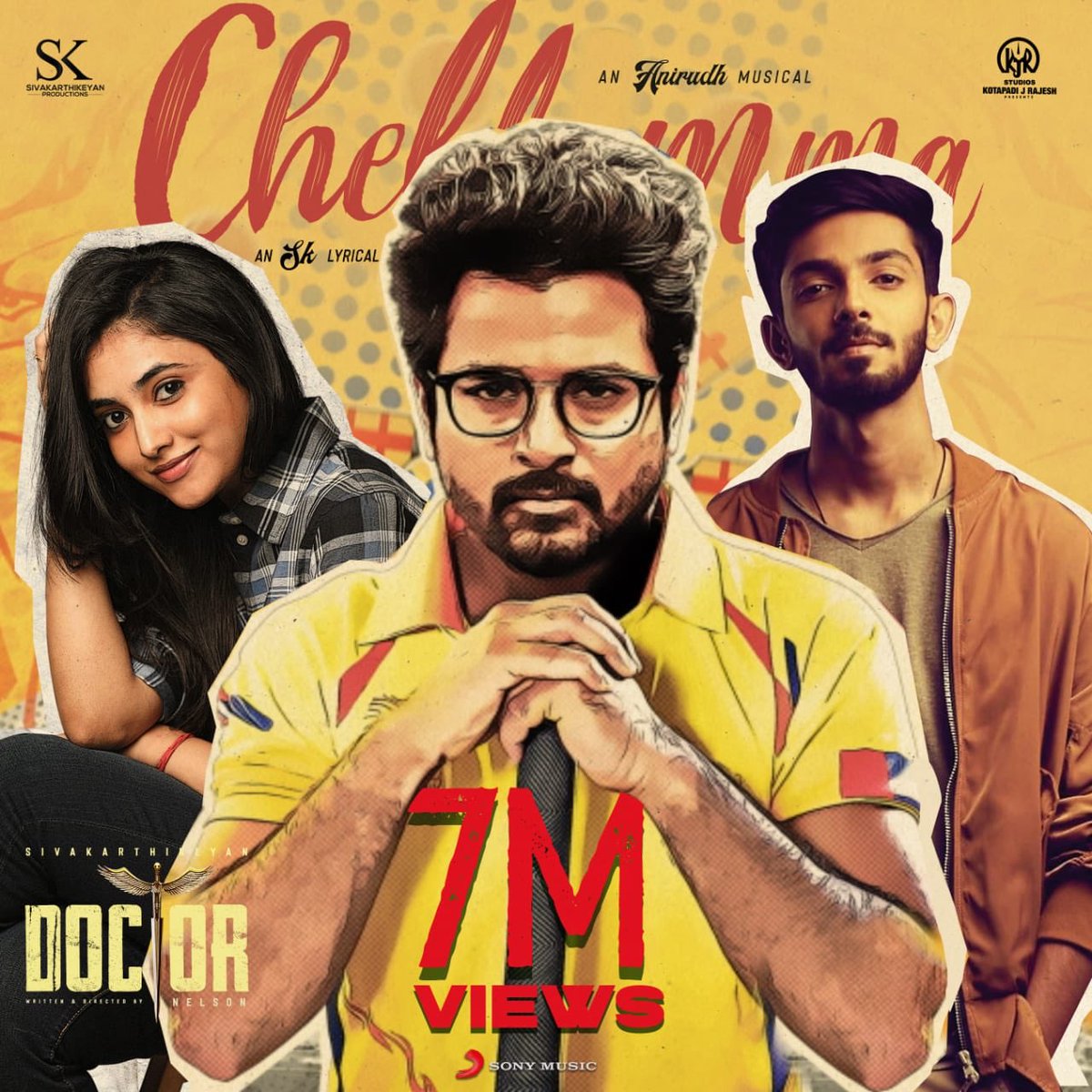 SK_360_'s tweet photo. Going so strong with 7M+ views 😍🥳 #Chellamma is tremendous hit 💥

@Siva_Kartikeyan @anirudhofficial @Nelsondilpkumar @priyankaamohan @kjr_studios @SKProdOffl #Doctor https://t.co/BLkk864OZo
