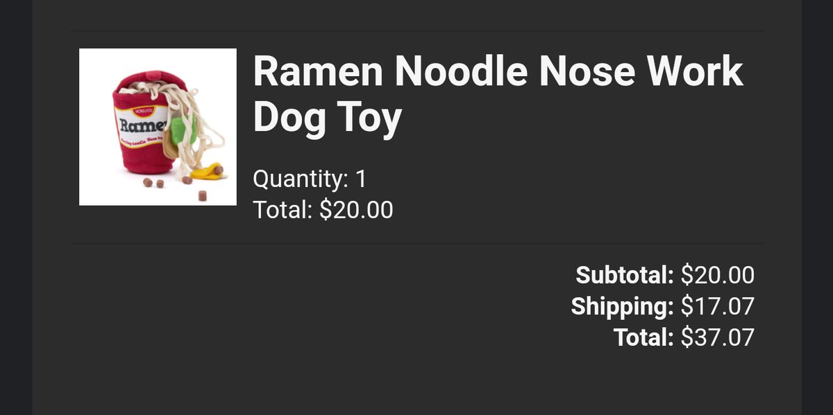 tvrvmisu's tweet photo. I just spent 50 dollars on a ramen noodle toy for my dogs &amp; I'm not even sorry https://t.co/aCXf8VQd5u