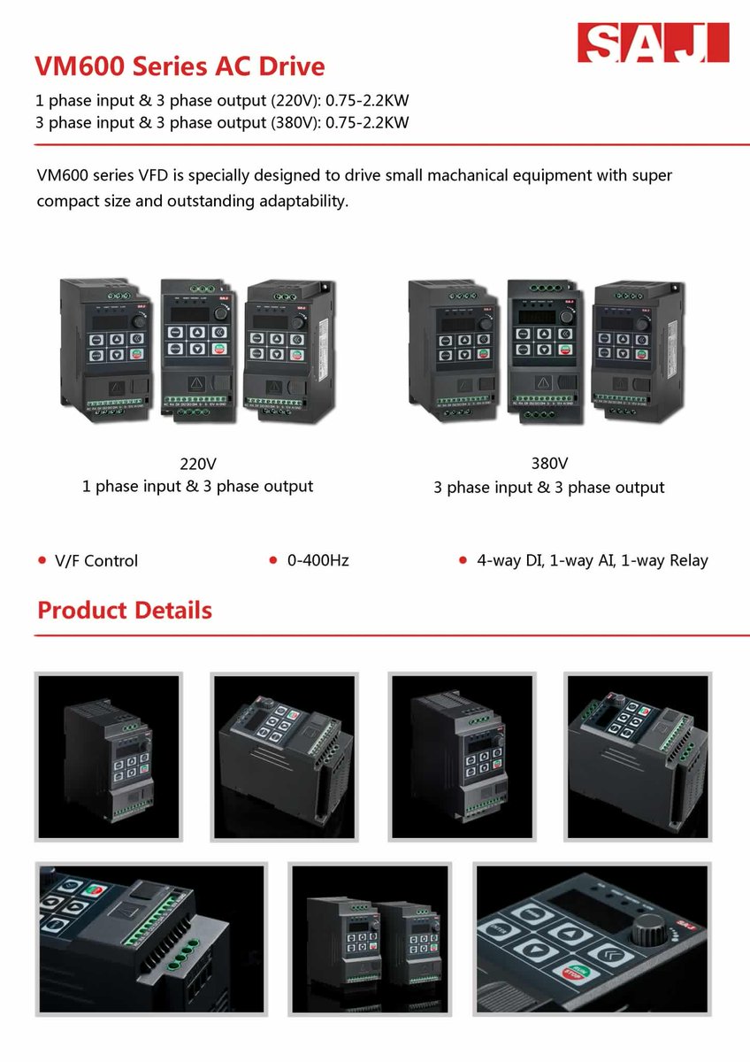 TonyYan74373845's tweet photo. SAJ VM600 compact AC drive for small mechanical equipment.
#VFD, #VariableFrequencyDrive, #ACdrive, #WaterPumpDrive, #SolarPumpController, #PumpInverter, #Inverter https://t.co/uvmNTQQE3v