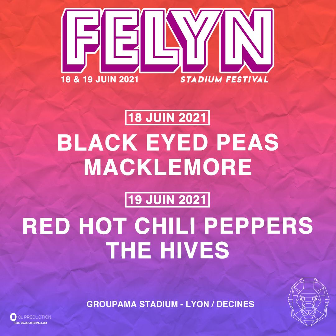 📣<a href="/bep/">Black Eyed Peas</a> et <a href="/macklemore/">Macklemore</a> seront les 1ères têtes d'affiche du vendredi 18 juin et <a href="/TheHives/">The Hives</a> confirment leur présence le samedi 19 juin avec les <a href="/ChiliPeppers/">Red Hot Chili Peppers</a>!🤩
🎟ℹ Billetterie  : lyonna.is/felyn-fb
On se retrouve à la rentrée pour la suite de la programmation. Très bel été !🦁