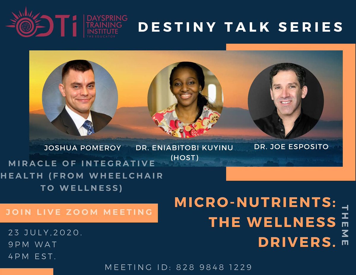 TheEducator_NGO's tweet photo. I am excited to announce to you our next series on DTI Destiny Talk titled: Micro-Nutrients: The Wellness Drivers or you can call it The Power that Drives the Body

This is a lifetime opportunity you cannot afford to miss. https://t.co/pEMHKgxfSl