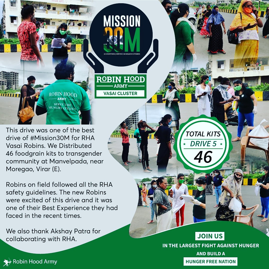 ShibinBalan6's tweet photo. Let's be HUMAN. We at Robinhood Army helped transgender community by providing them kits as a "Bag of Hope". 

Let's support each and every citizen with a humble hurt and kind nature.

Let's build a,
🅷🆄🅽🅶🅴🆁 🅵🆁🅴🅴 🅽🅰🆃🅸🅾🅽
#mission30m #rha_mumbai #rha_india https://t.co/0BbElR3fdG