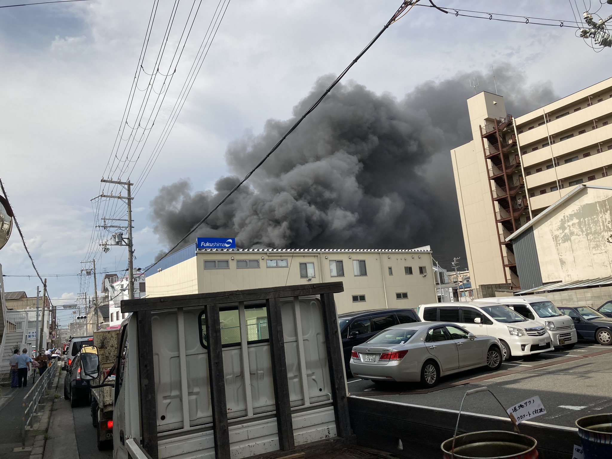 大阪市西淀川区で大規模な火事が起きてる場所の画像